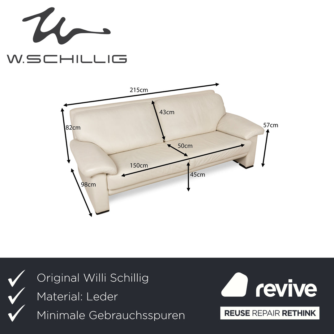 Willi Schillig Leder Dreisitzer Creme Grau Sofa Couch