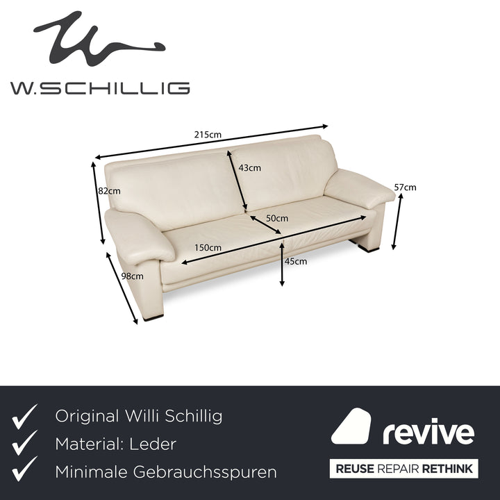 Willi Schillig Leder Dreisitzer Creme Grau Sofa Couch