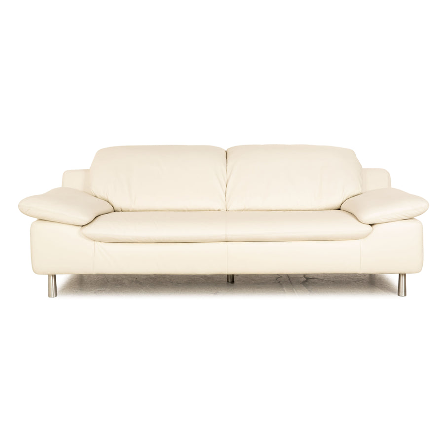 Willi Schillig leather three seater cream manual function sofa couch