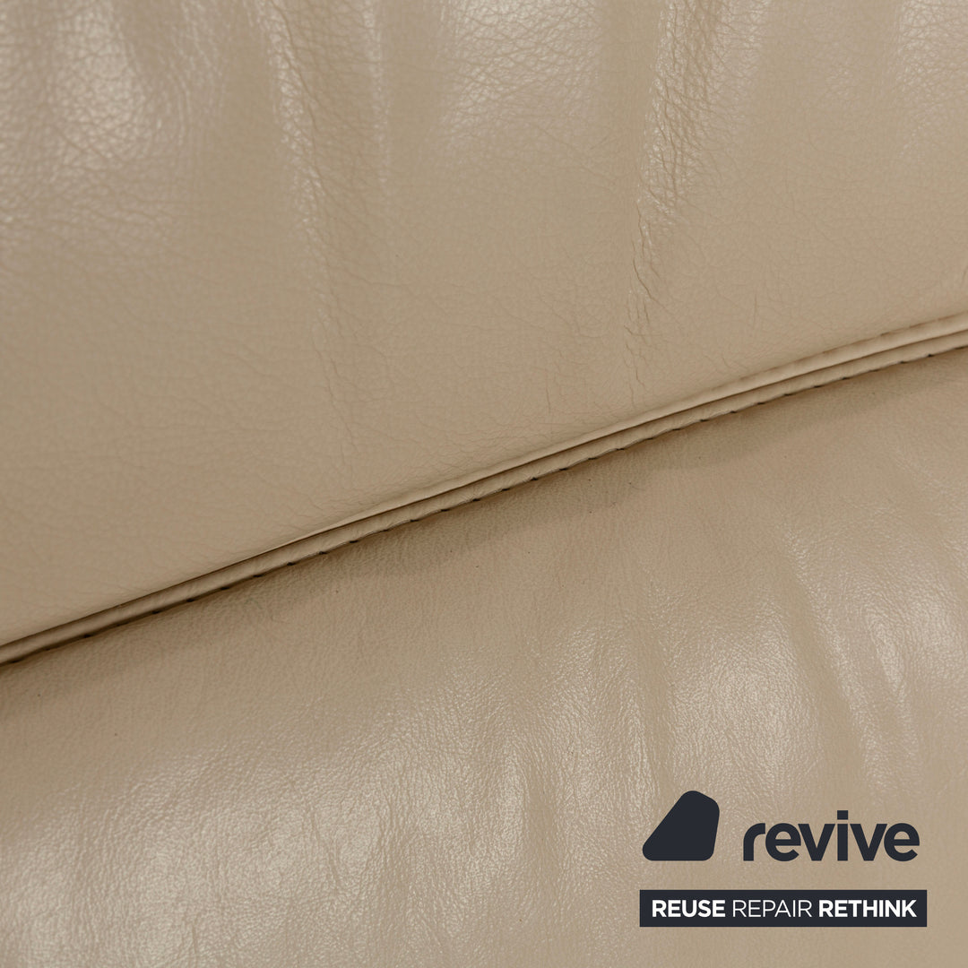Willi Schillig leather three-seater cream sofa couch