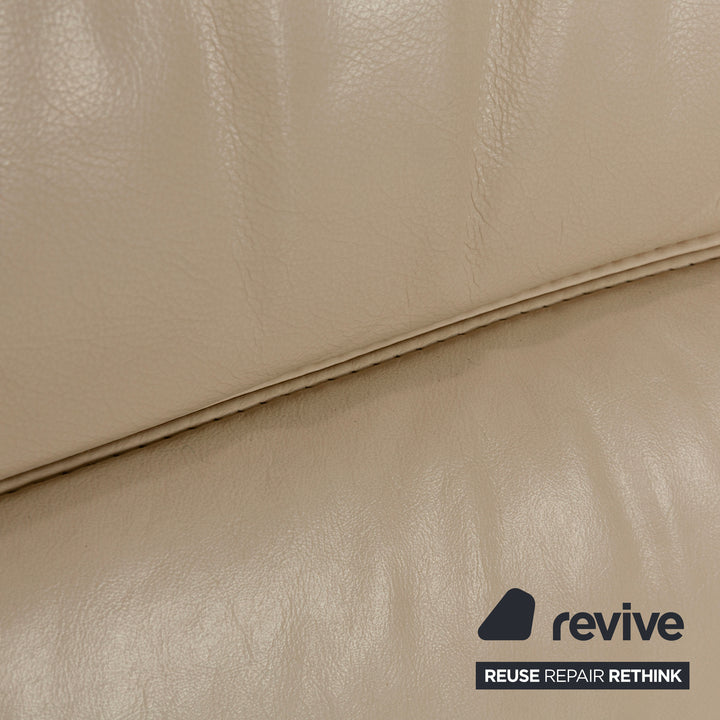 Willi Schillig leather three-seater cream sofa couch
