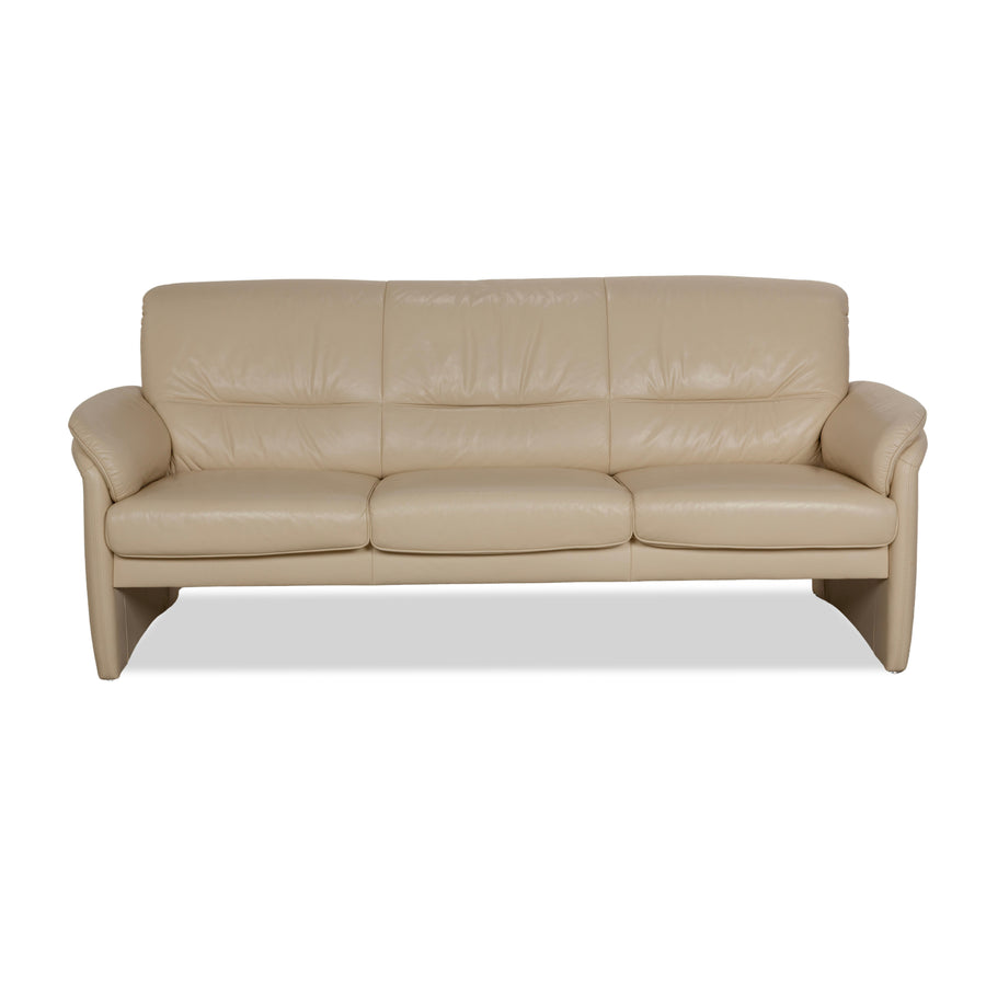 Willi Schillig leather three-seater cream sofa couch