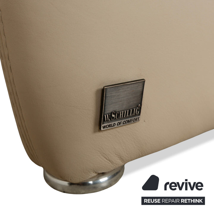 Willi Schillig leather three-seater cream sofa couch