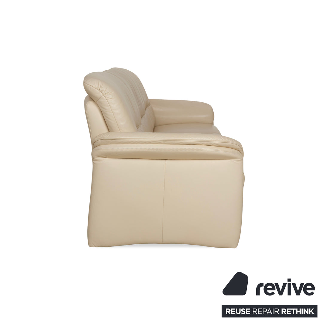 Willi Schillig leather three-seater cream sofa couch