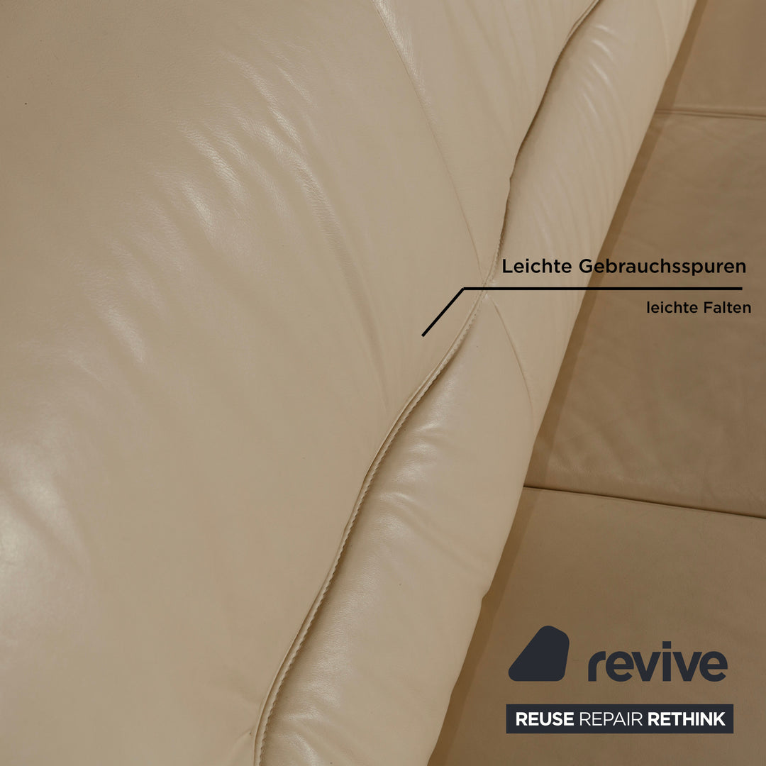 Willi Schillig leather three-seater cream sofa couch