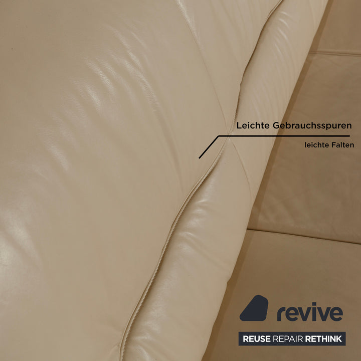 Willi Schillig leather three-seater cream sofa couch