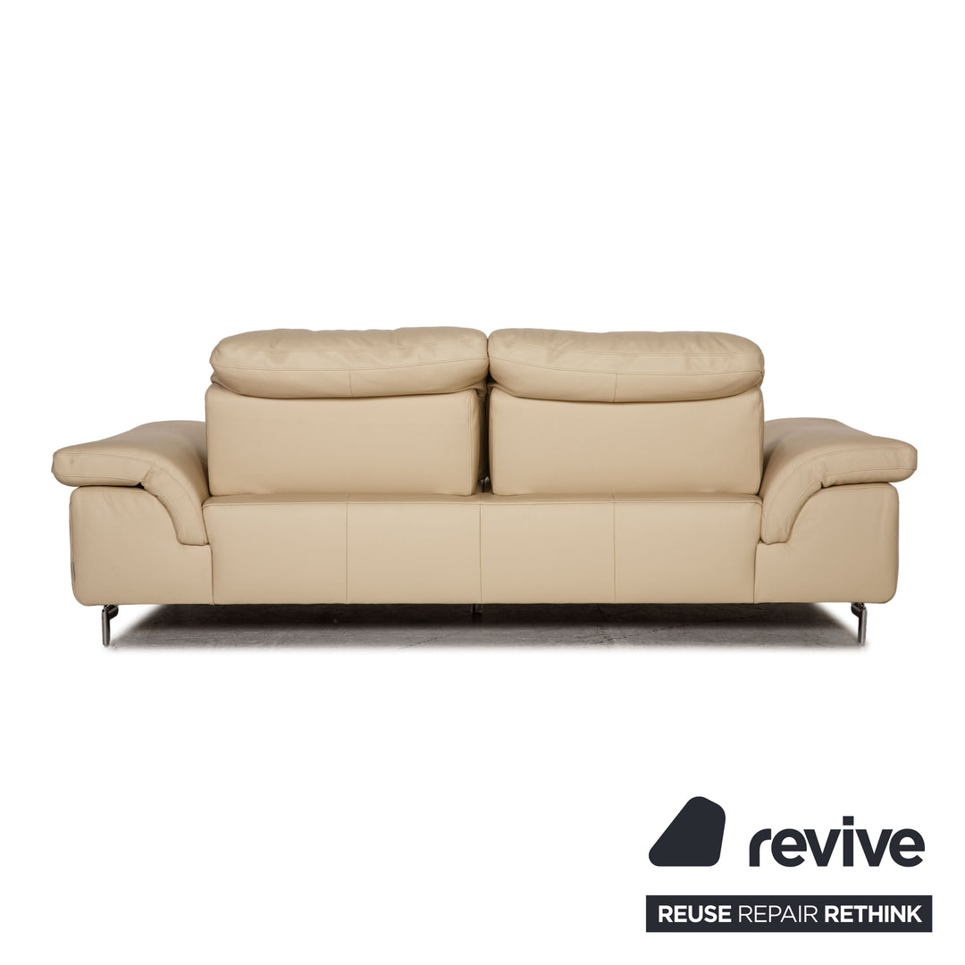 Willi Schillig leather three seater cream sofa couch function