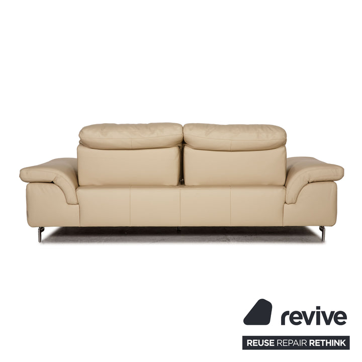 Willi Schillig leather three seater cream sofa couch function