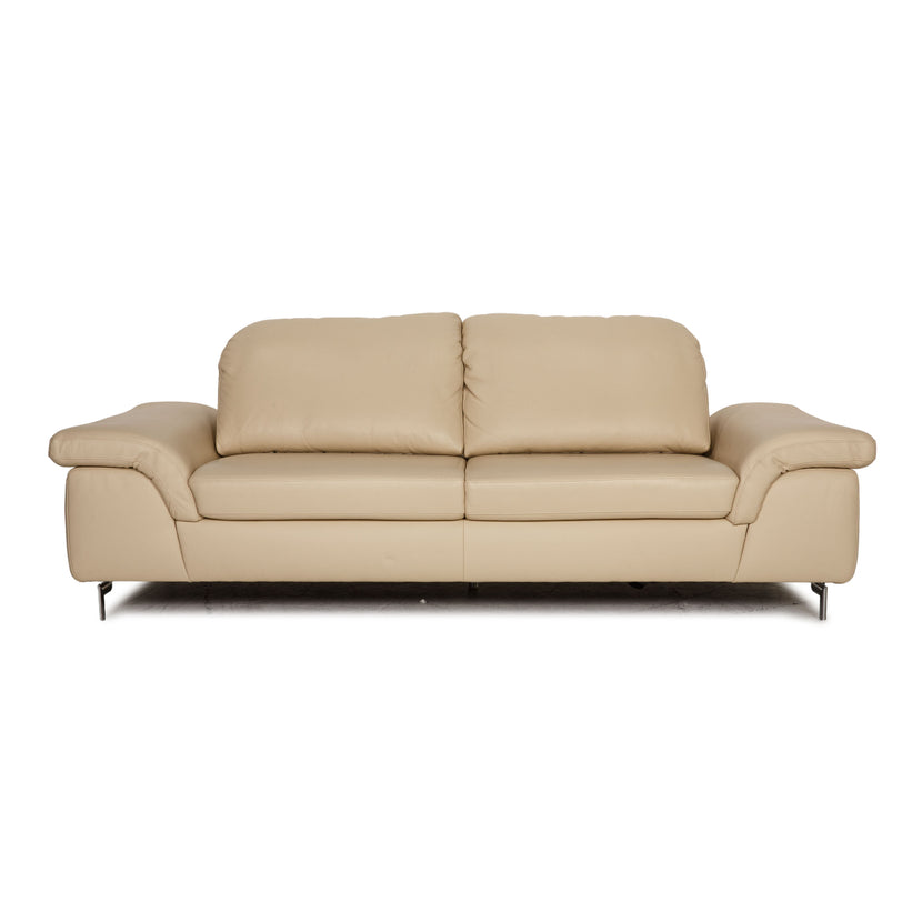 Willi Schillig Leder Dreisitzer Creme Sofa Couch Funktion