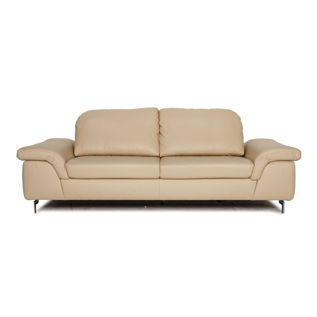 Willi Schillig leather three seater cream sofa couch function