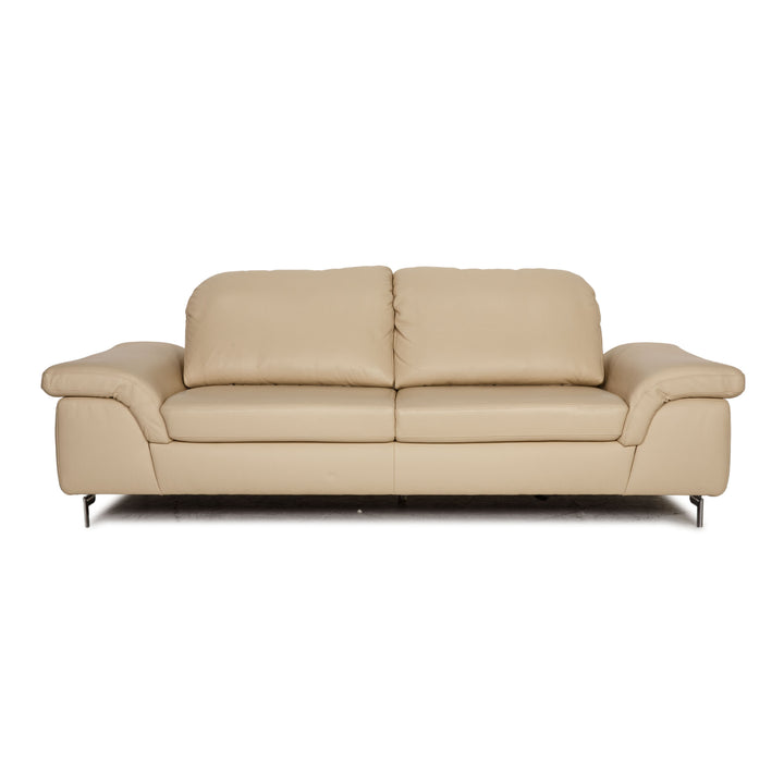 Willi Schillig leather three seater cream sofa couch function