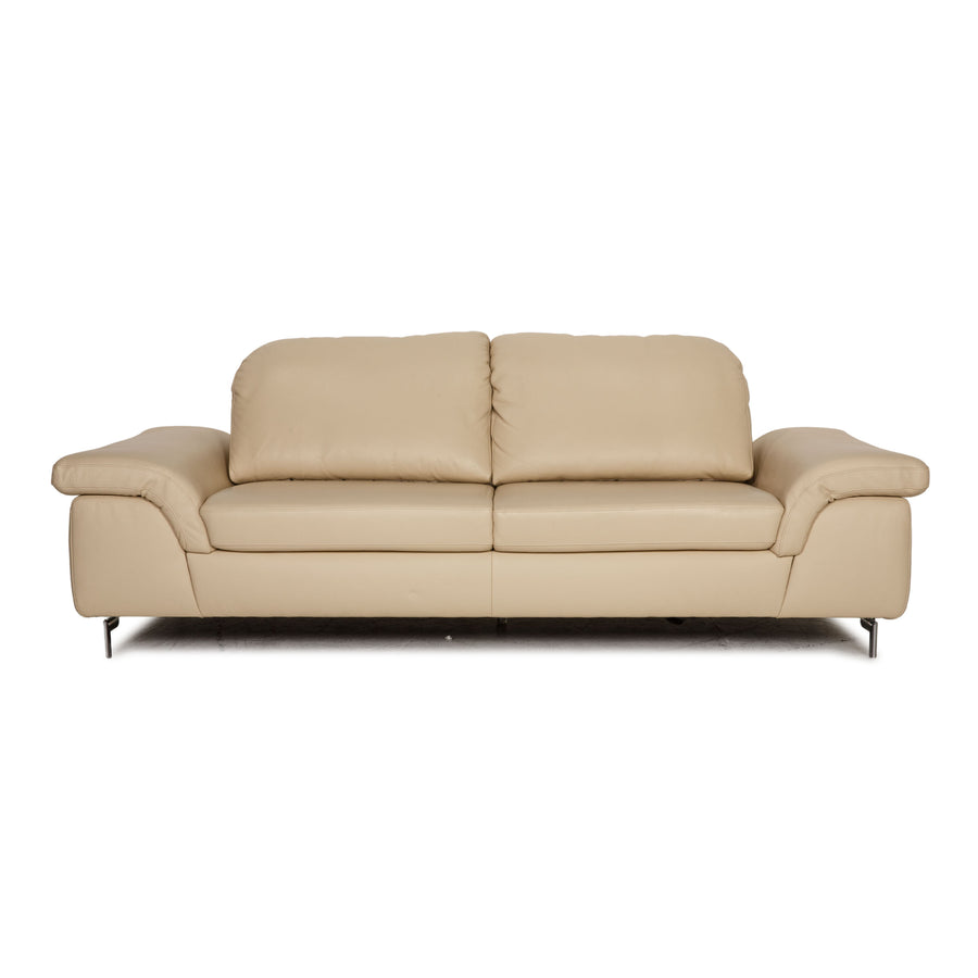 Willi Schillig leather three seater cream sofa couch function