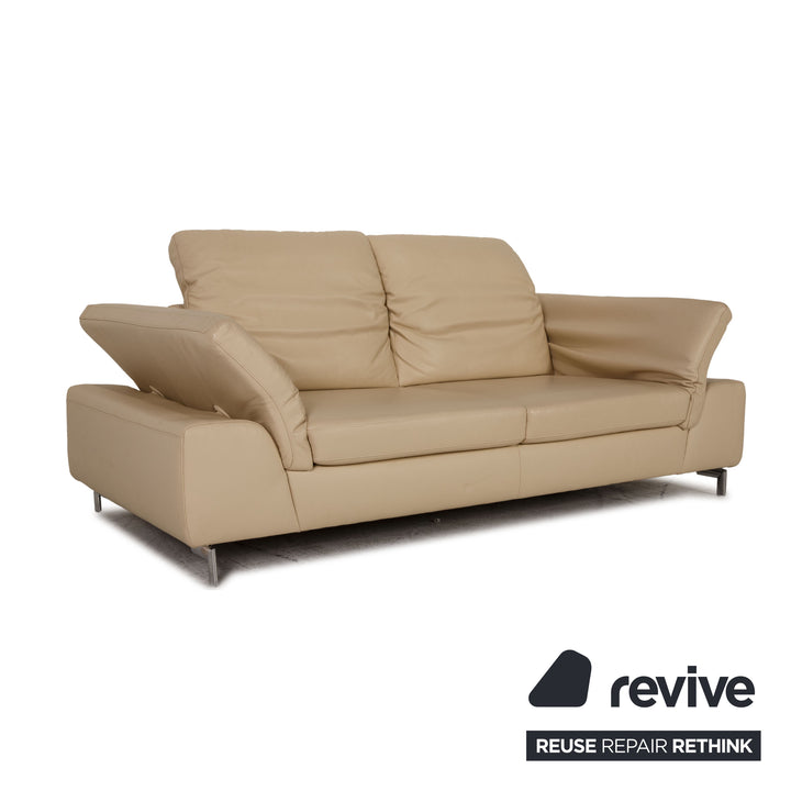 Willi Schillig Leder Dreisitzer Creme Sofa Couch Funktion