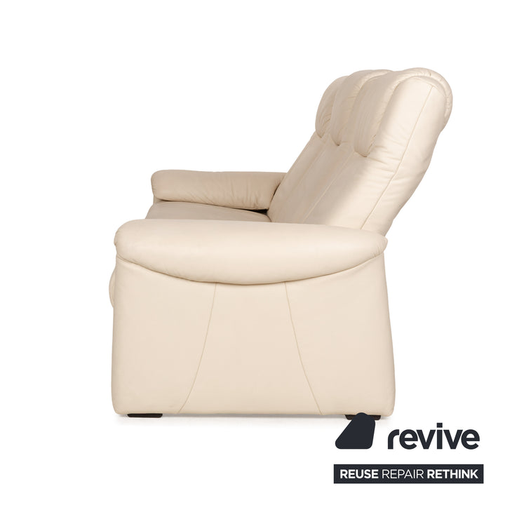 Willi Schillig Leder Dreisitzer Creme Sofa Couch manuelle Funktion Relaxfunktion
