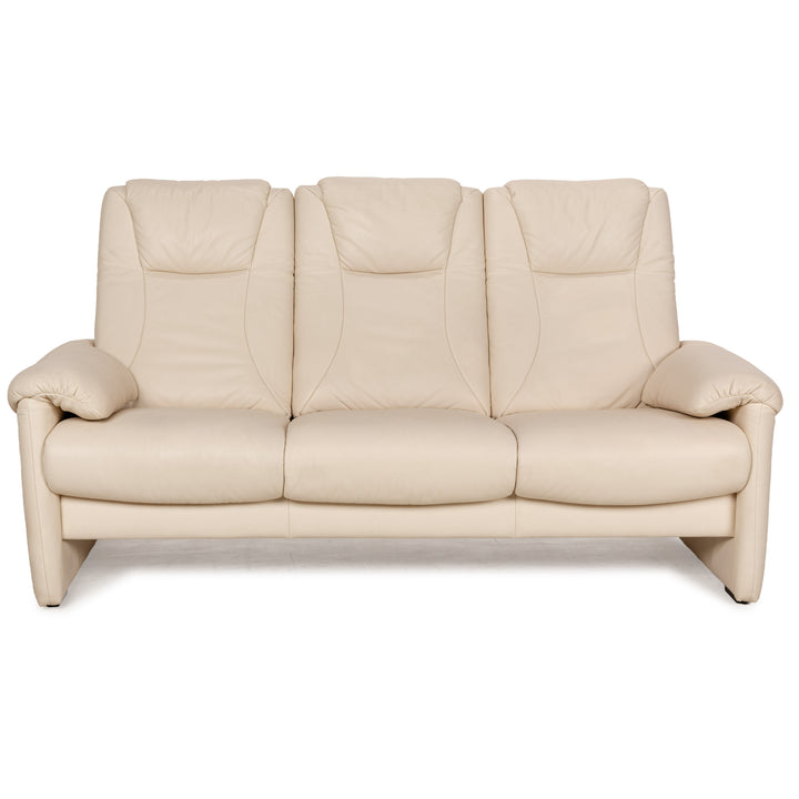 Willi Schillig Leder Dreisitzer Creme Sofa Couch manuelle Funktion Relaxfunktion
