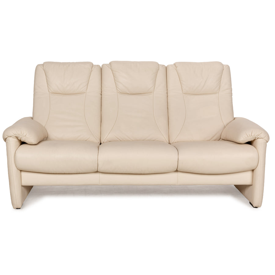 Willi Schillig Leder Dreisitzer Creme Sofa Couch manuelle Funktion Relaxfunktion
