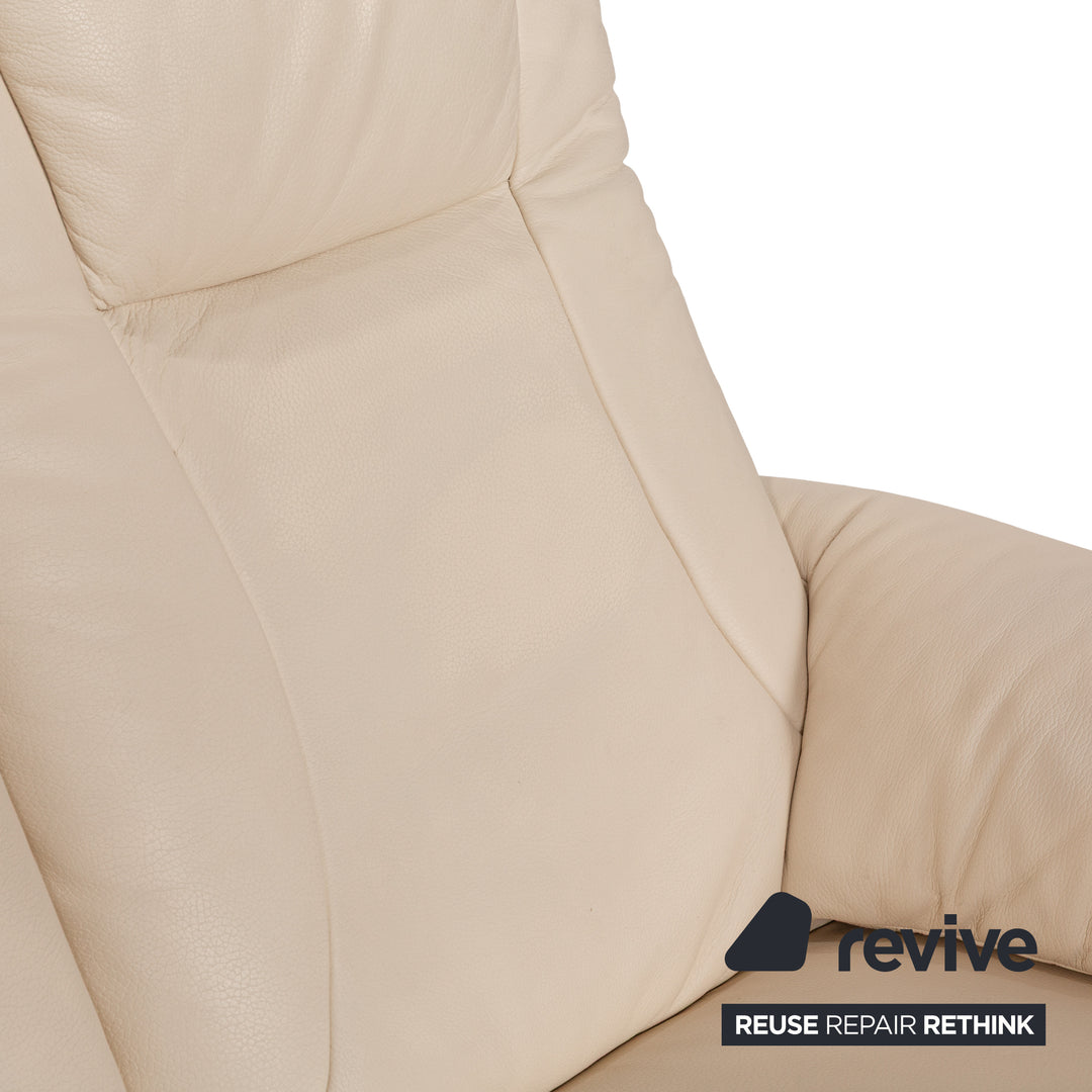 Willi Schillig Leder Dreisitzer Creme Sofa Couch manuelle Funktion Relaxfunktion