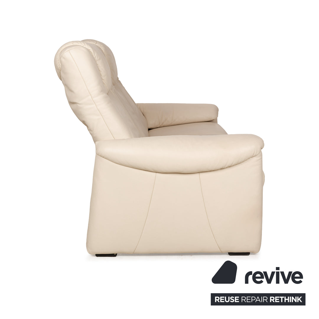 Willi Schillig Leder Dreisitzer Creme Sofa Couch manuelle Funktion Relaxfunktion