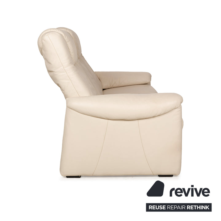 Willi Schillig Leder Dreisitzer Creme Sofa Couch manuelle Funktion Relaxfunktion