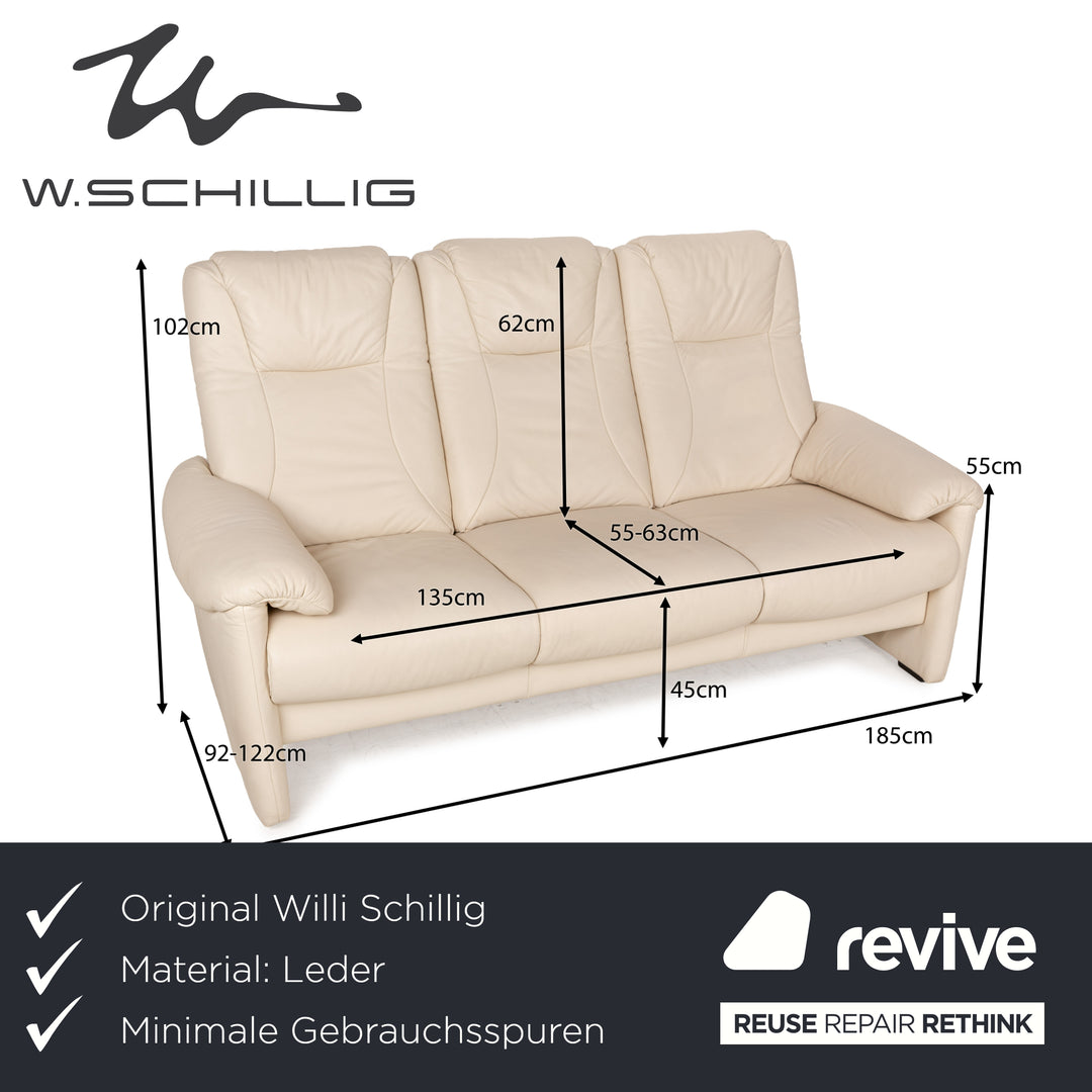 Willi Schillig Leder Dreisitzer Creme Sofa Couch manuelle Funktion Relaxfunktion