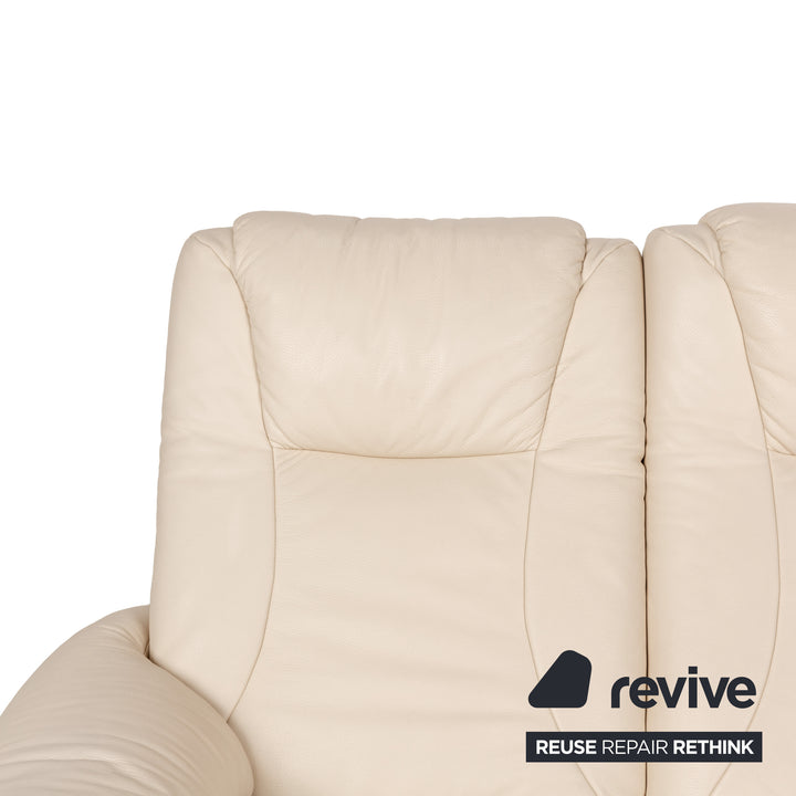 Willi Schillig Leder Dreisitzer Creme Sofa Couch manuelle Funktion Relaxfunktion