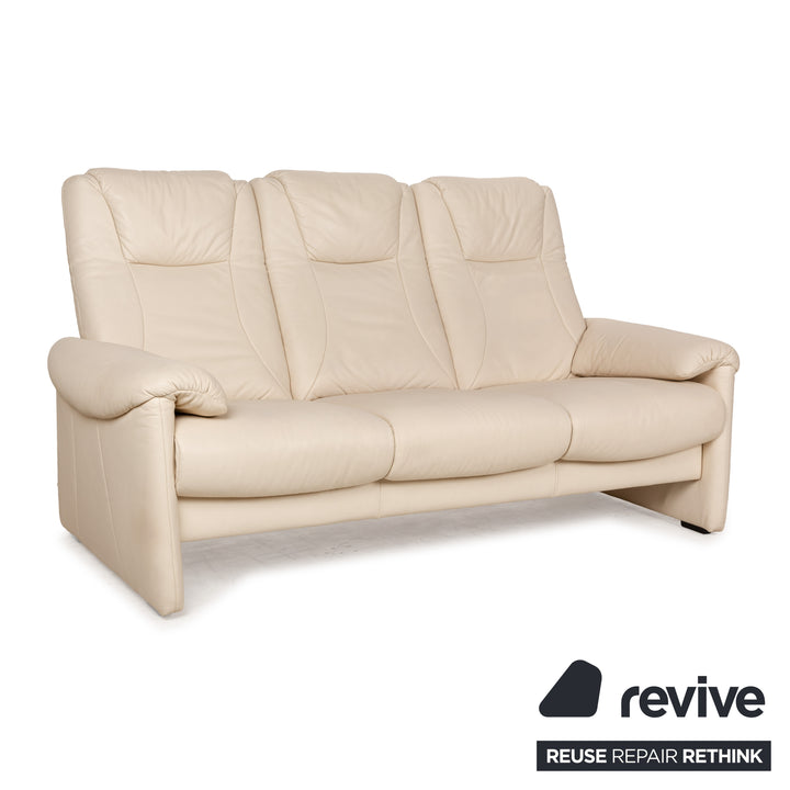 Willi Schillig Leder Dreisitzer Creme Sofa Couch manuelle Funktion Relaxfunktion