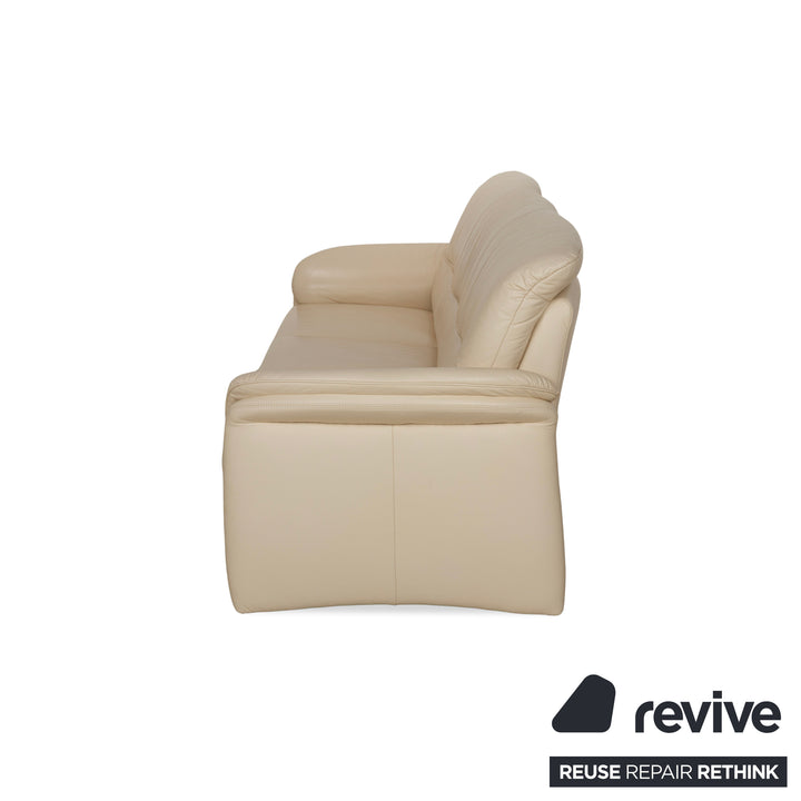Willi Schillig leather three-seater cream sofa couch