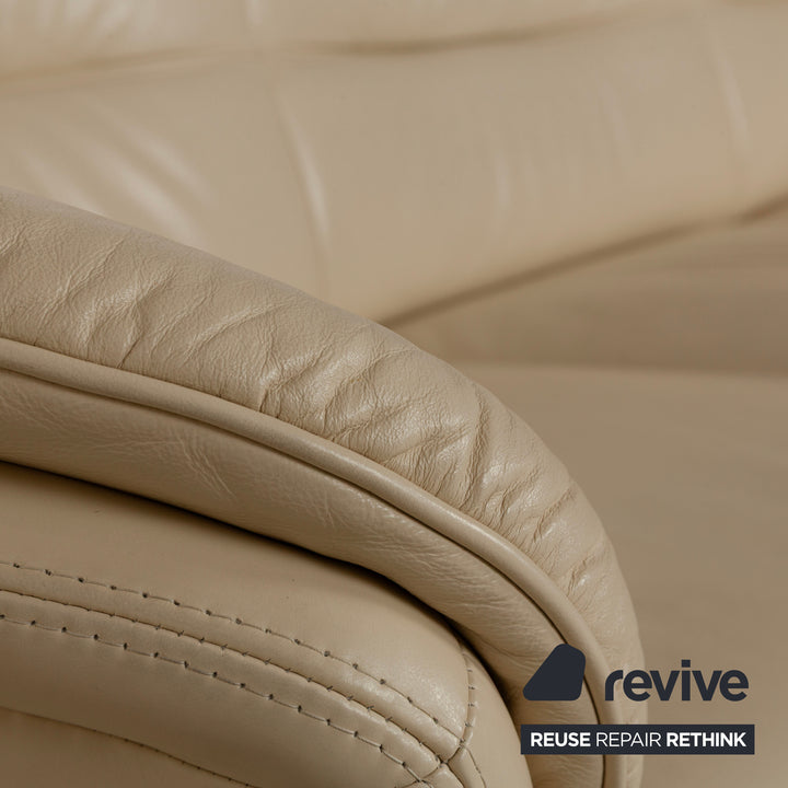 Willi Schillig leather three-seater cream sofa couch