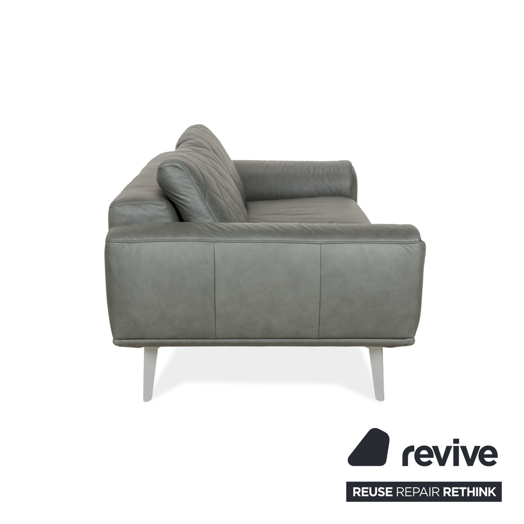 Willi Schillig leather three-seater grey sofa couch