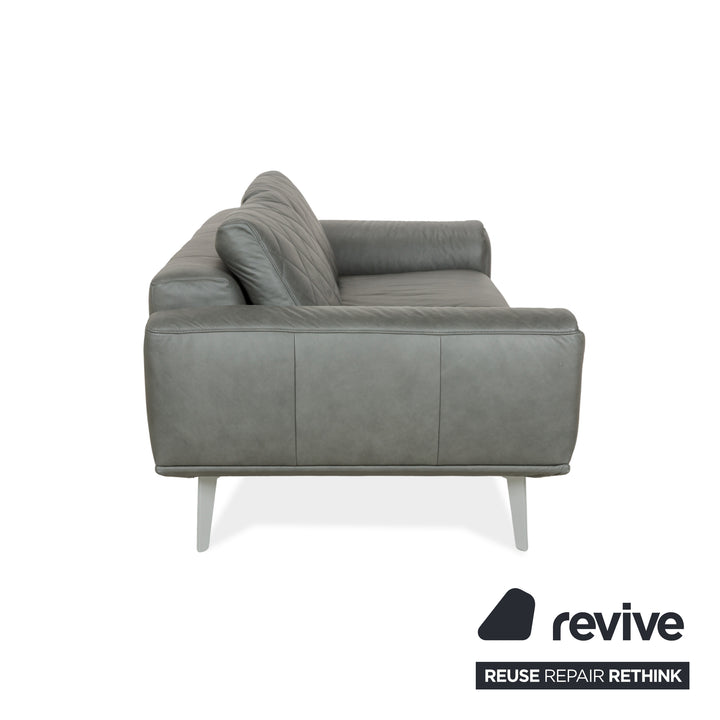 Willi Schillig leather three-seater grey sofa couch