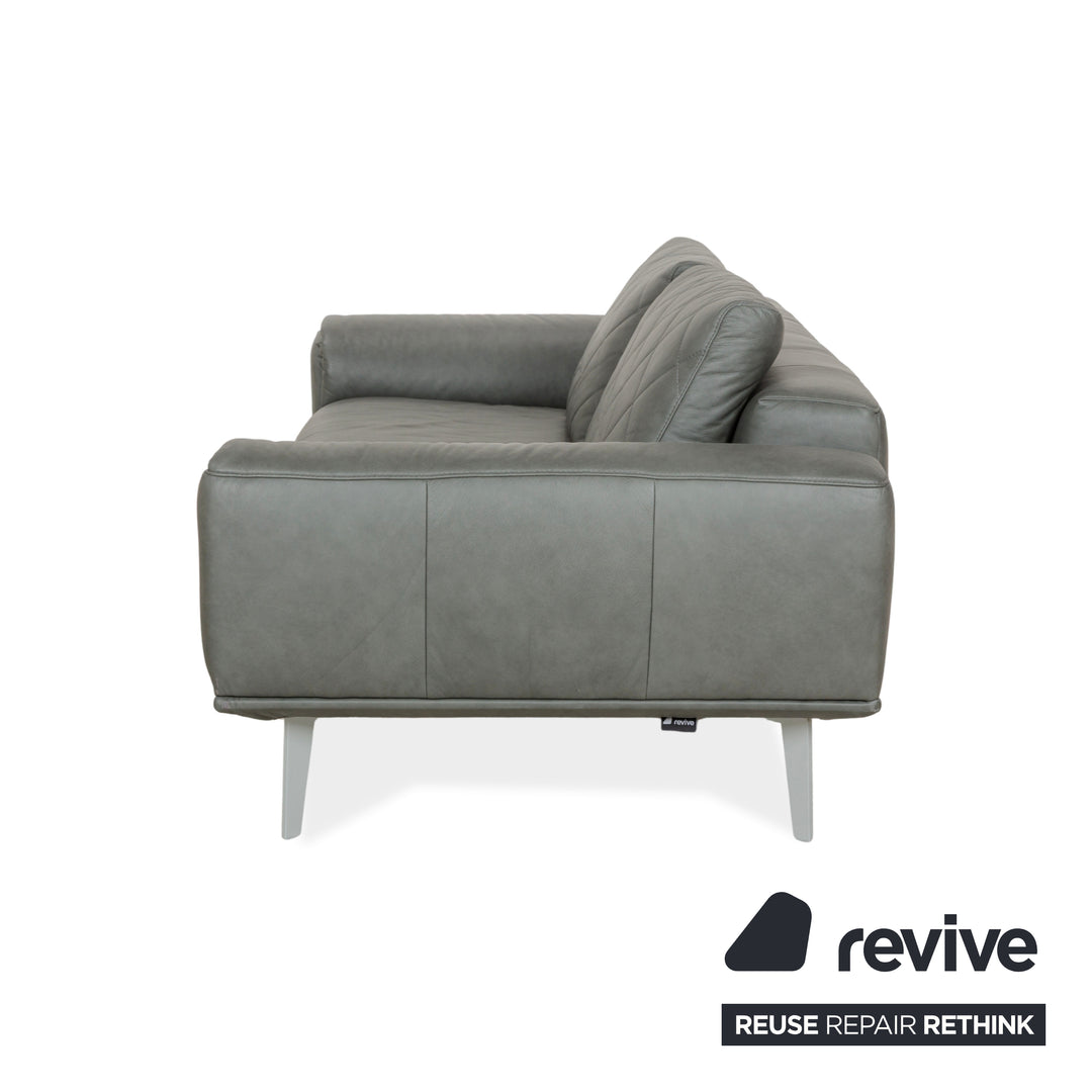 Willi Schillig leather three-seater grey sofa couch