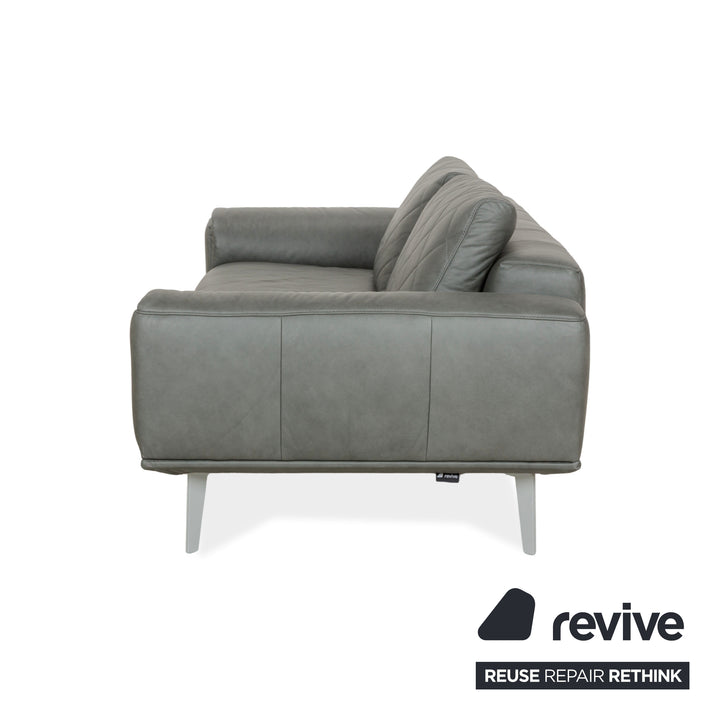 Willi Schillig leather three-seater grey sofa couch