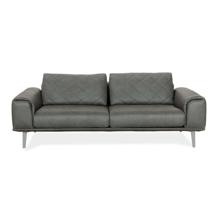 Willi Schillig leather three-seater grey sofa couch