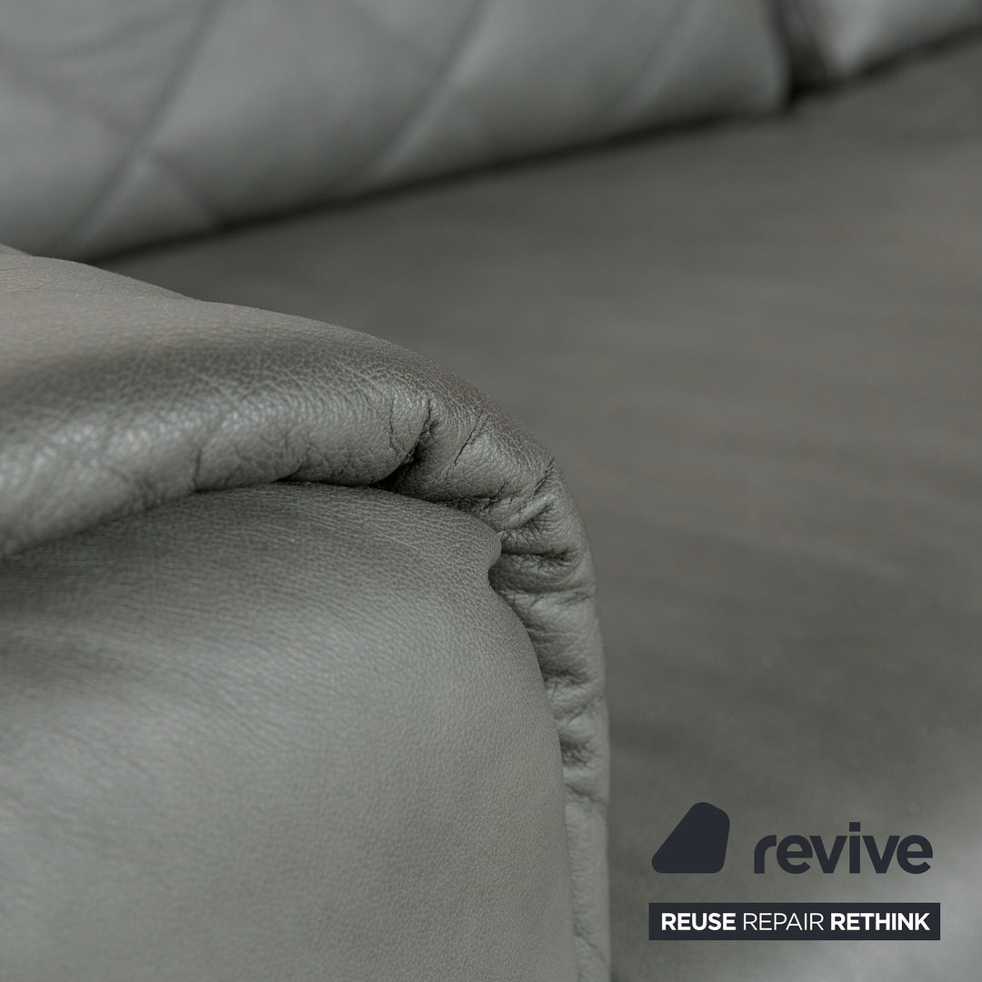 Willi Schillig leather three-seater grey sofa couch