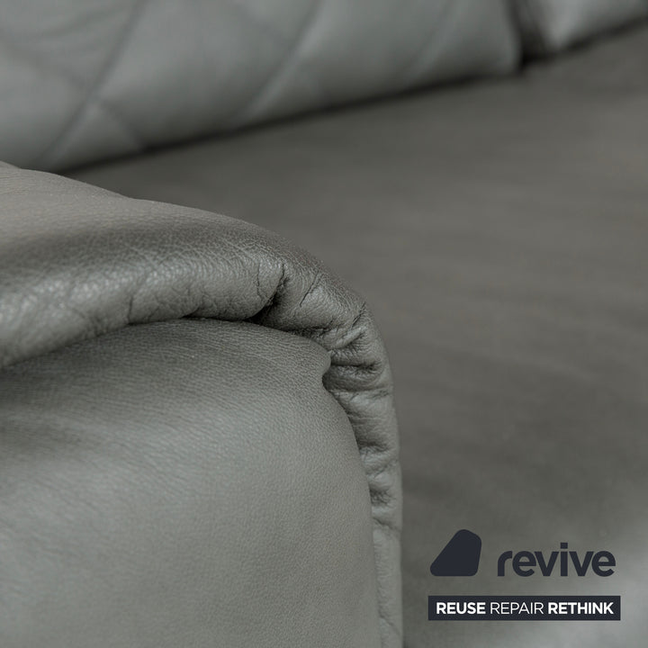 Willi Schillig leather three-seater grey sofa couch