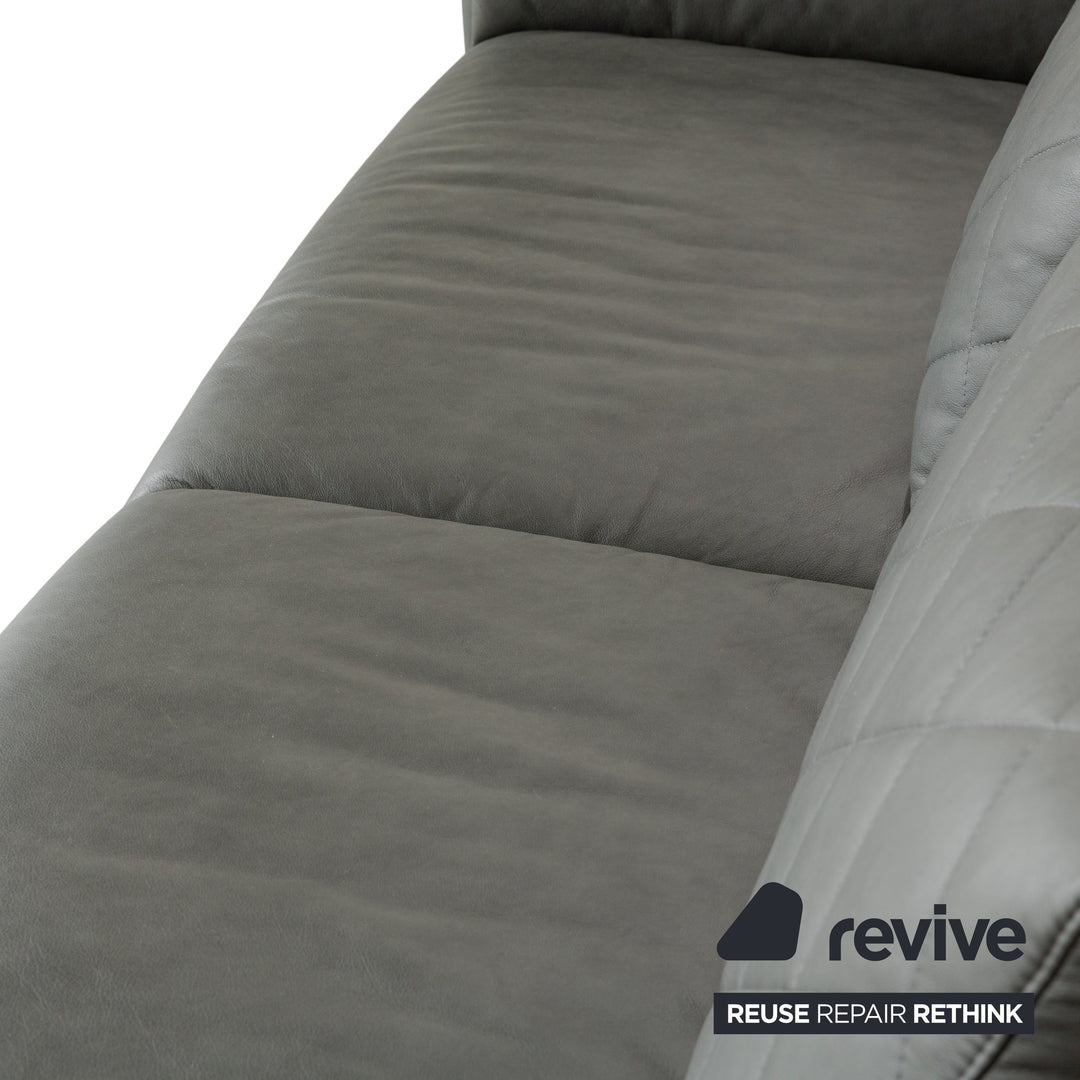Willi Schillig leather three-seater grey sofa couch