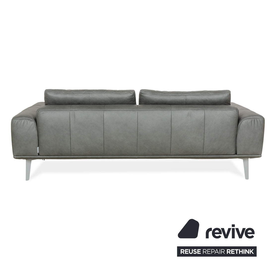 Willi Schillig leather three-seater grey sofa couch