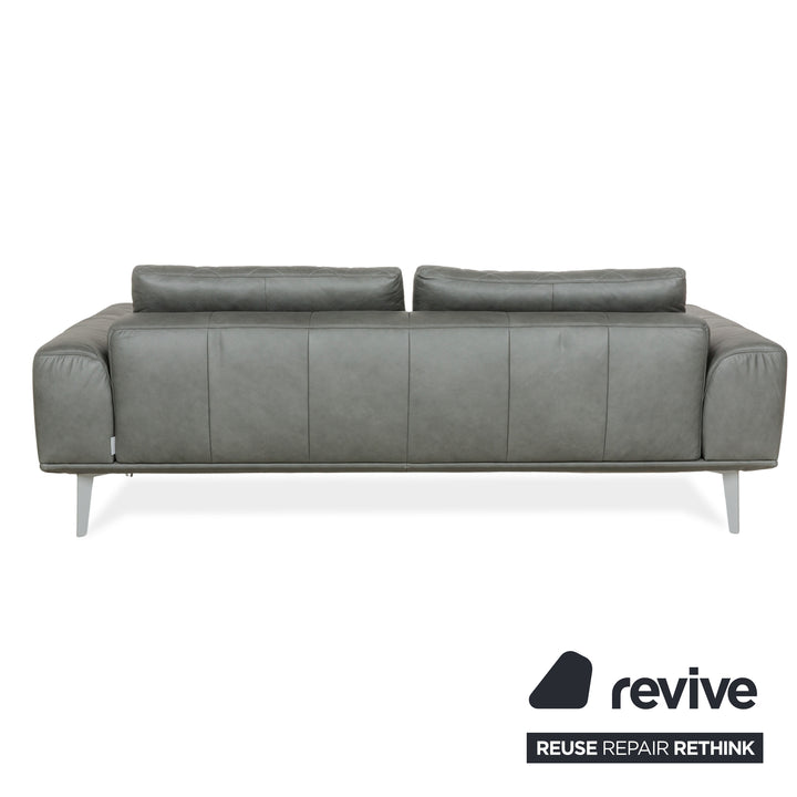 Willi Schillig leather three-seater grey sofa couch