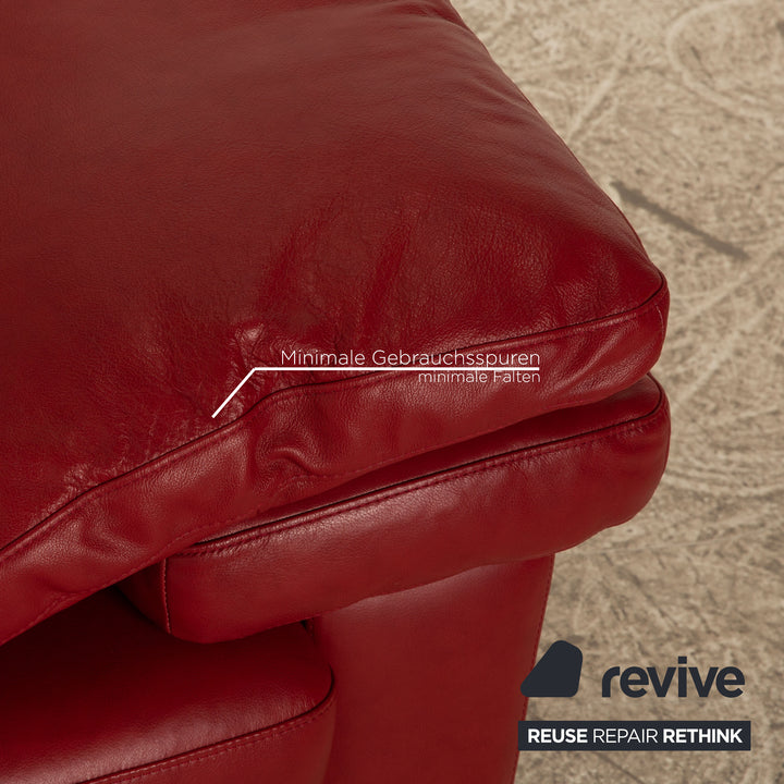 Willi Schillig leather three-seater red sofa couch