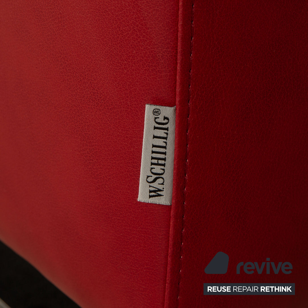 Willi Schillig leather three-seater red sofa couch