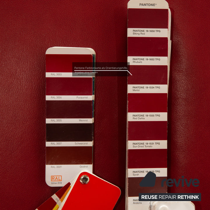 Willi Schillig leather three-seater red sofa couch