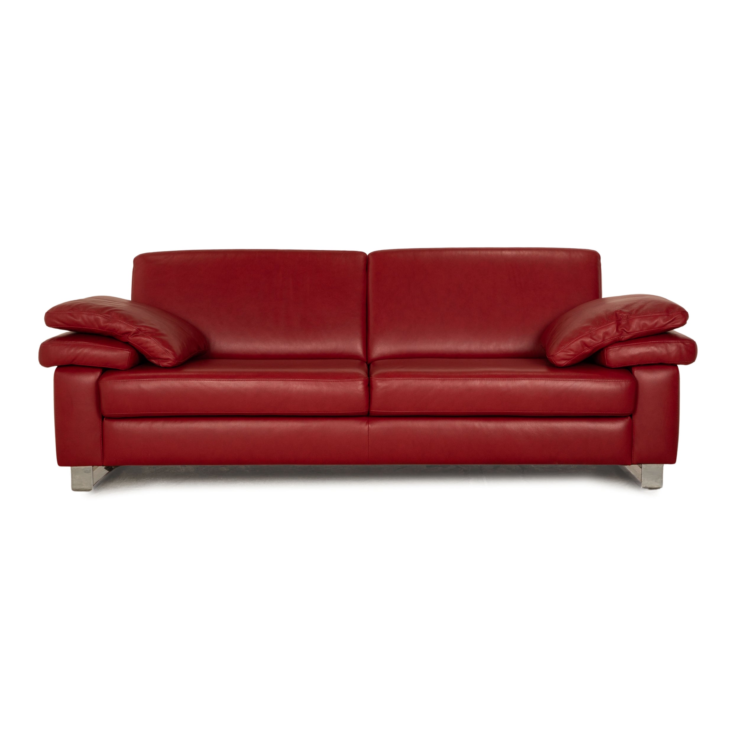 Willi Schillig Leder Dreisitzer Rot Sofa Couch