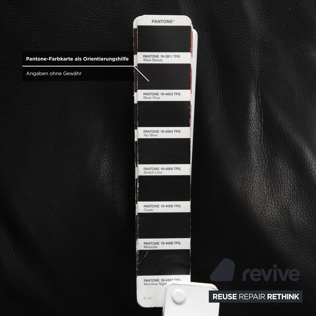 Willi Schillig Leather Three-Seater Black Sofa Couch