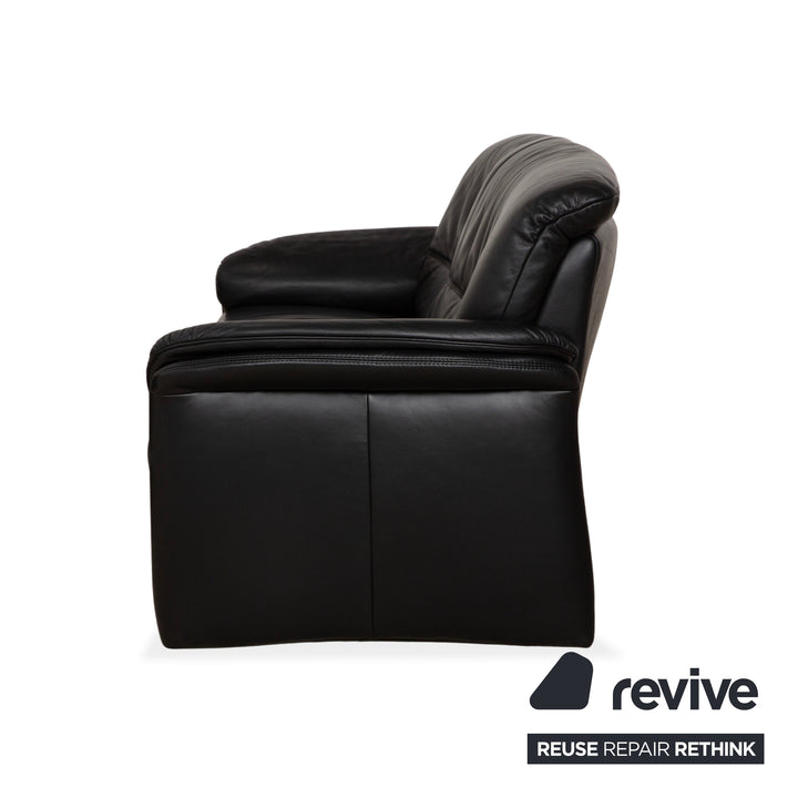 Willi Schillig Leather Three-Seater Black Sofa Couch