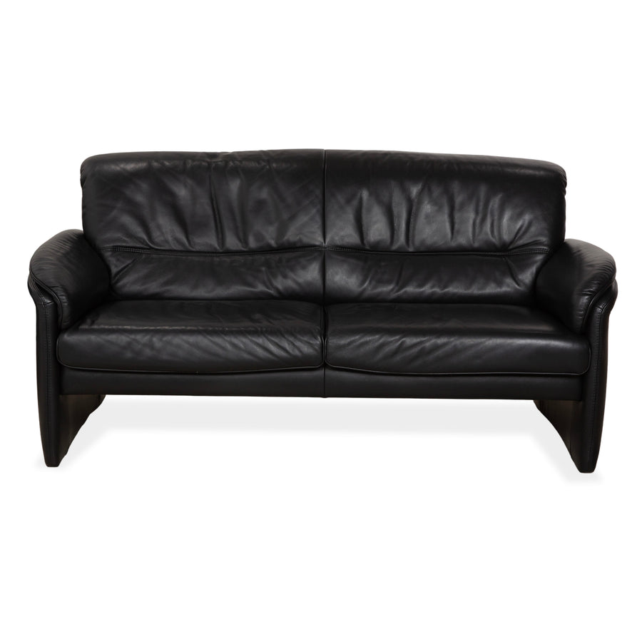 Willi Schillig Leather Three-Seater Black Sofa Couch