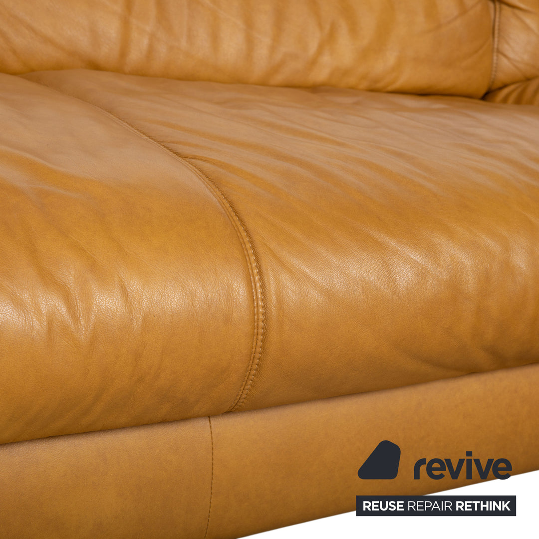 Willi Schillig Canapé d'angle en cuir beige avec fonction électrique Sofa Canapé