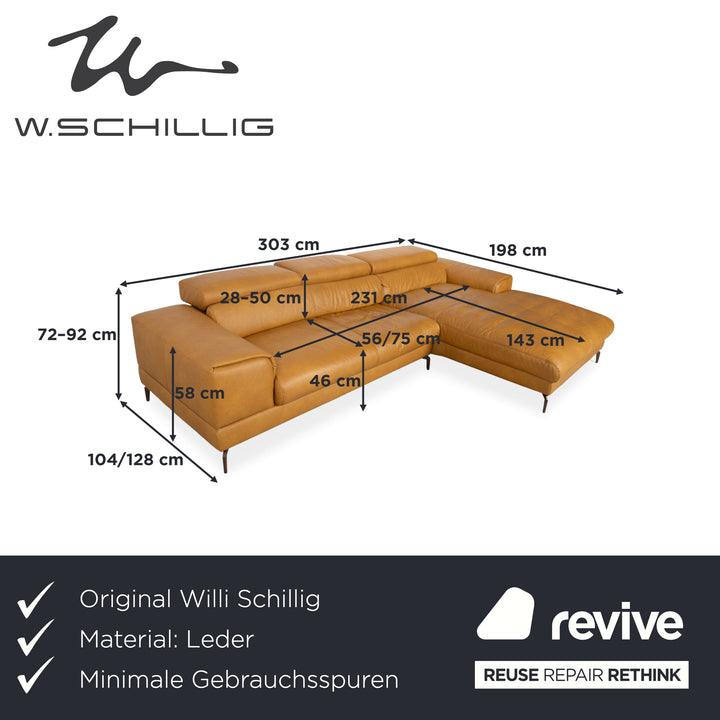 Willi Schillig Canapé d'angle en cuir beige avec fonction électrique Sofa Canapé