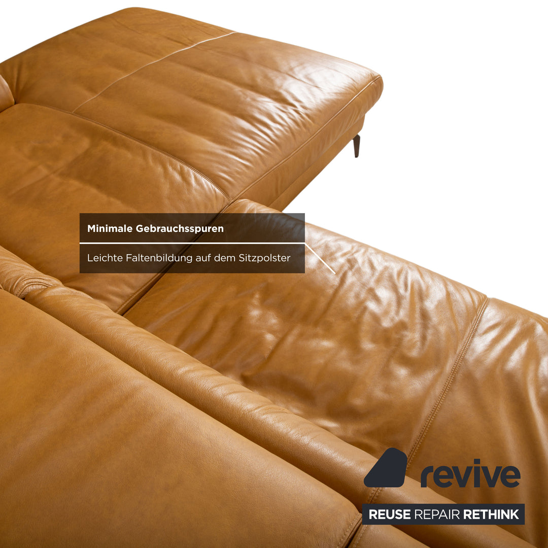 Willi Schillig Canapé d'angle en cuir beige avec fonction électrique Sofa Canapé