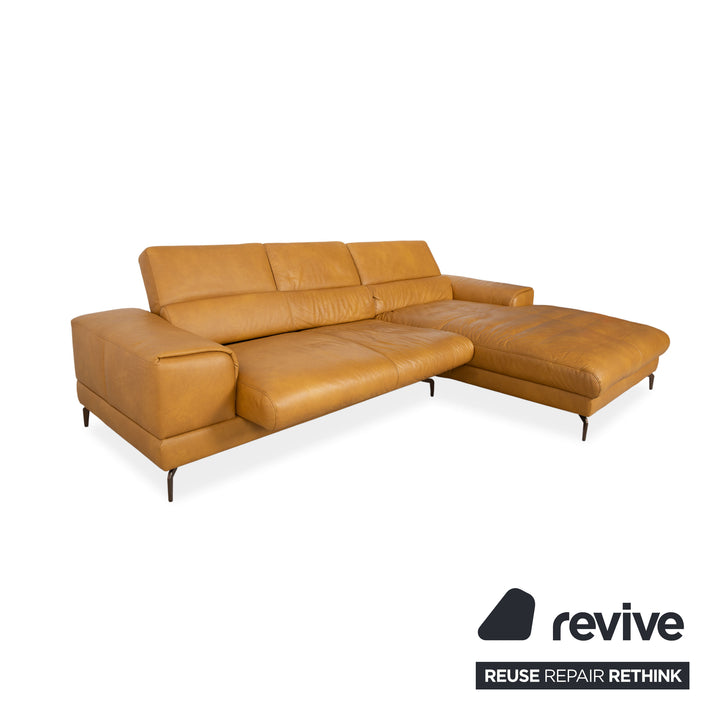 Willi Schillig Canapé d'angle en cuir beige avec fonction électrique Sofa Canapé