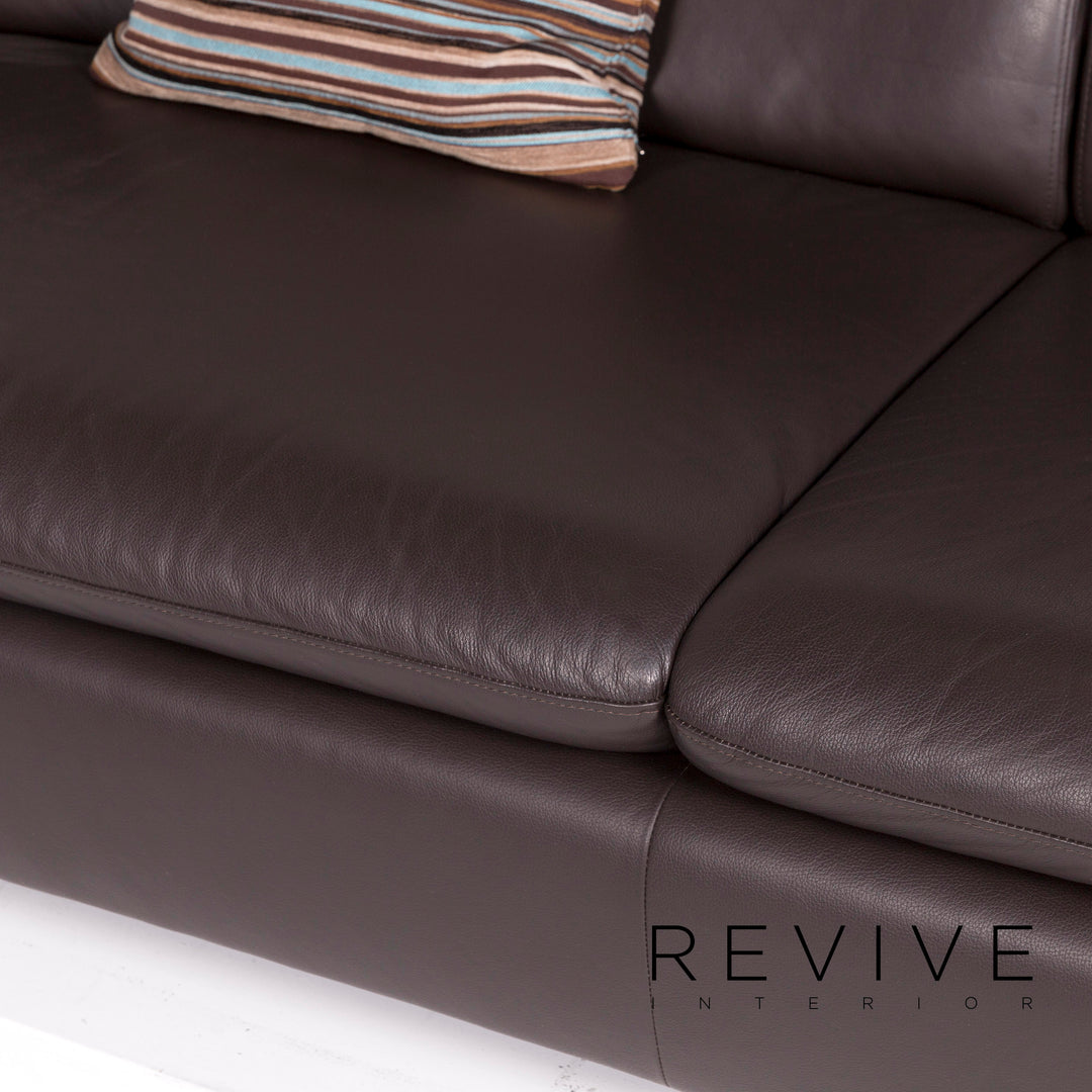 Willi Schillig leather sofa set brown 1x corner sofa 1x stool #11092